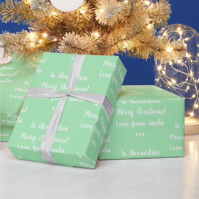 Papel De Regalo Los navidades aman desde Santa Mint Green (Vacaciones)