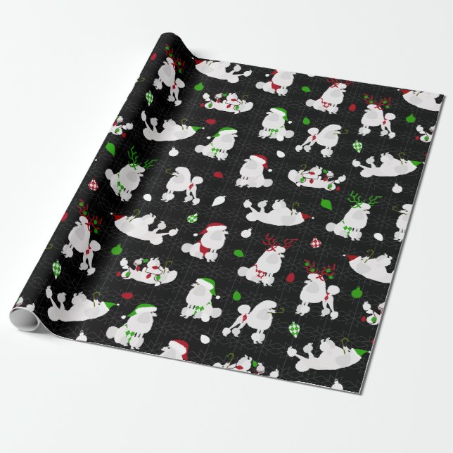 Papel De Regalo Los Navidades blancos rocian cangrejos negros (Desenrollado)