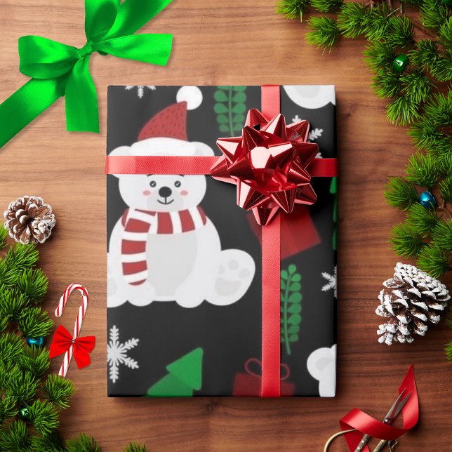 Papel De Regalo Los Navidades bonitos osos y los árboles de vacaci (Subido por el creador)