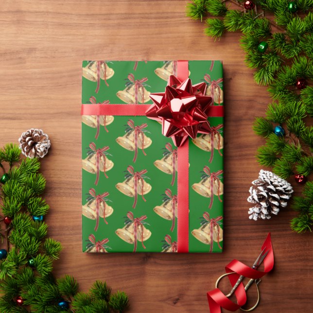 Papel De Regalo Los Navidades De Oro Alegran En Verde (Regalo de vacaciones)