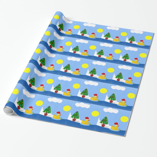 Papel De Regalo Los Navidades de Rubber Ducky nadan (Desenrollado)