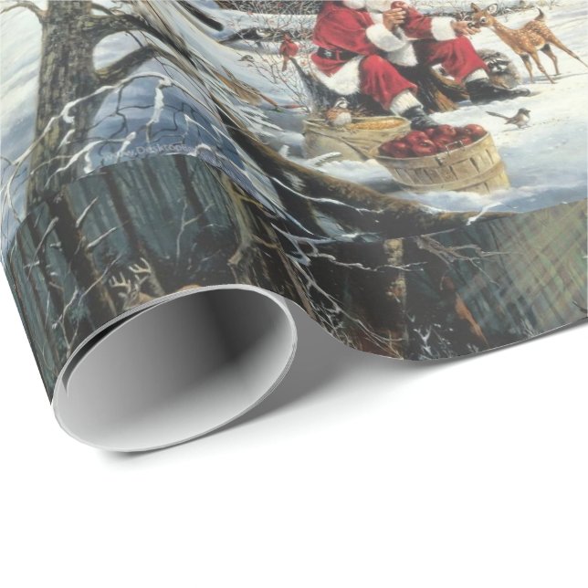 Papel De Regalo Los Navidades De Winter Wonderland Santa Y Deer (Esquina del rollo)