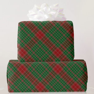 Papel De Regalo Los Navidades Green y Red Tartán Plaid dan Wrappin