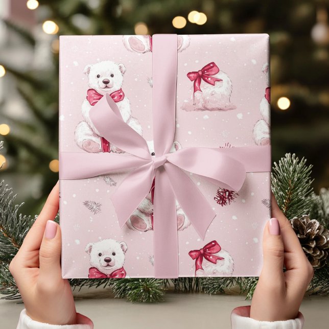 Papel De Regalo Los Navidades rosados de época llevan el oso rojo (Subido por el creador)