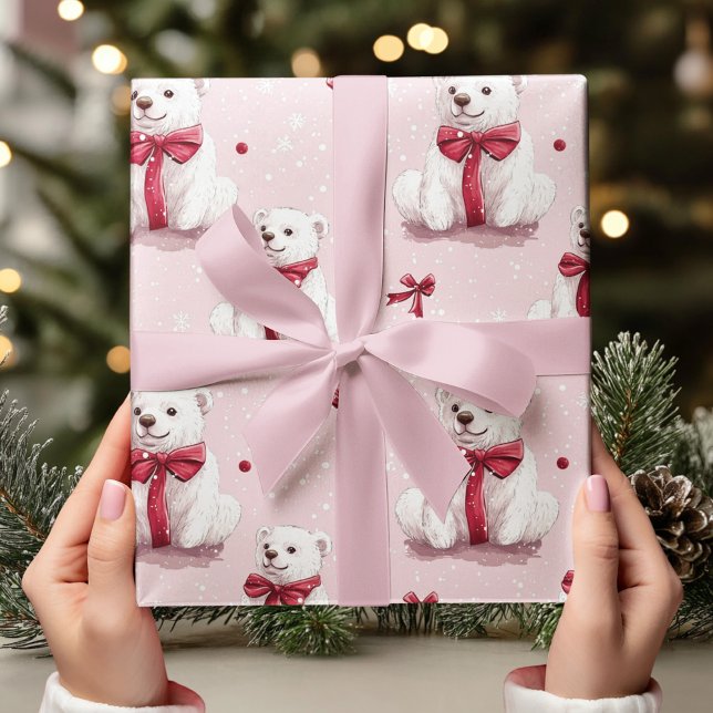 Papel De Regalo Los Navidades rosados de época llevan el oso rojo (Subido por el creador)