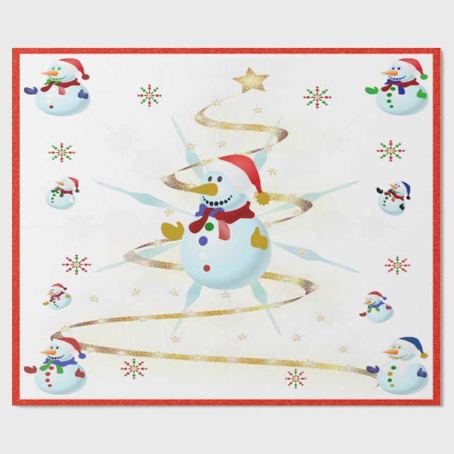 Papel De Regalo Los Navidades Snowman - (Superficie plana)