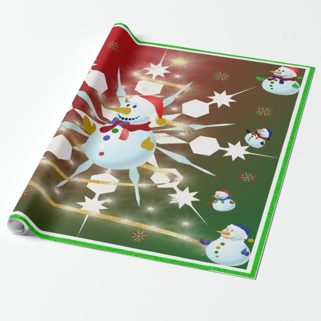 Papel De Regalo Los Navidades Snowman - (Desenrollado)