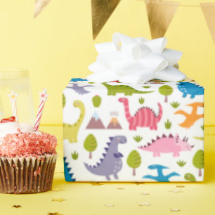 Papel De Regalo Los niños adoran los coloridos dinosaurios