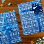 Papel De Regalo Los niños entre religiones del azul del moro llama<br><div class="desc">Personalice este tipo de papel de envoltura de Chrismukkah añadiendo el nombre de su hijo al azul claro árbol de Navidad y al patrón de Hanukkah Menorah y creando algo realmente especial para debajo del árbol. Diseñado para las familias interreligiosas que celebran tanto las fiestas cristianas como judías, este lindo...</div>