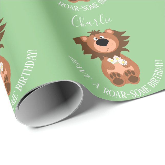 Papel De Regalo Los niños leones rugen - Algunos personalizados (Esquina del rollo)