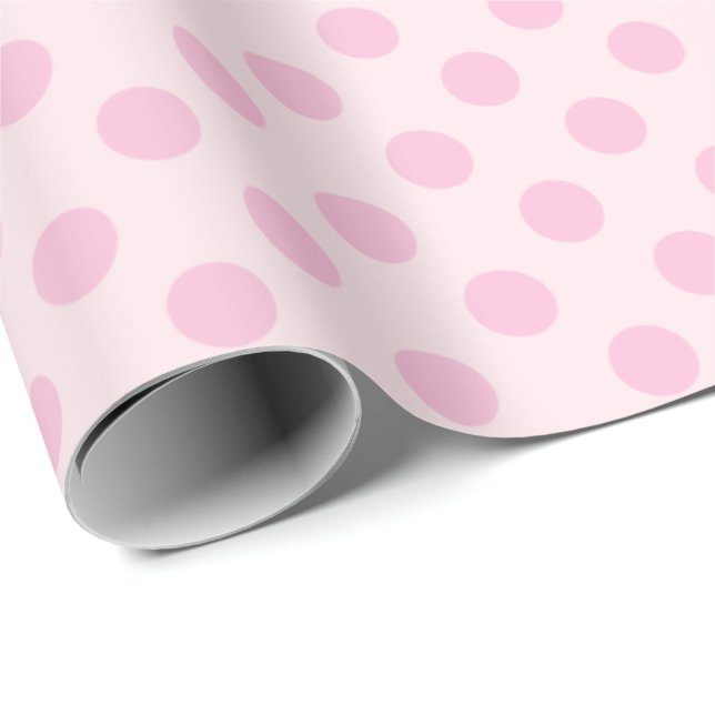 Papel De Regalo Los puntos de polka rosados Pastel Monochrom peque (Esquina del rollo)