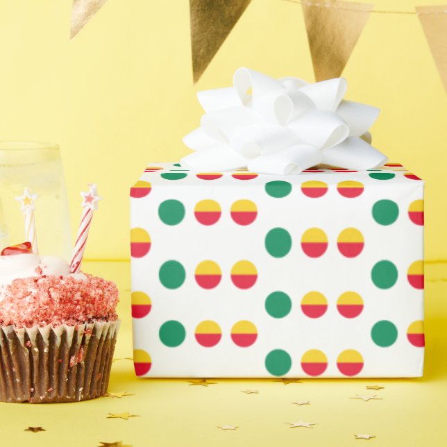 Papel De Regalo Los puntos rojos amarillos verdes circulan simples (Fiesta de cumpleaños )