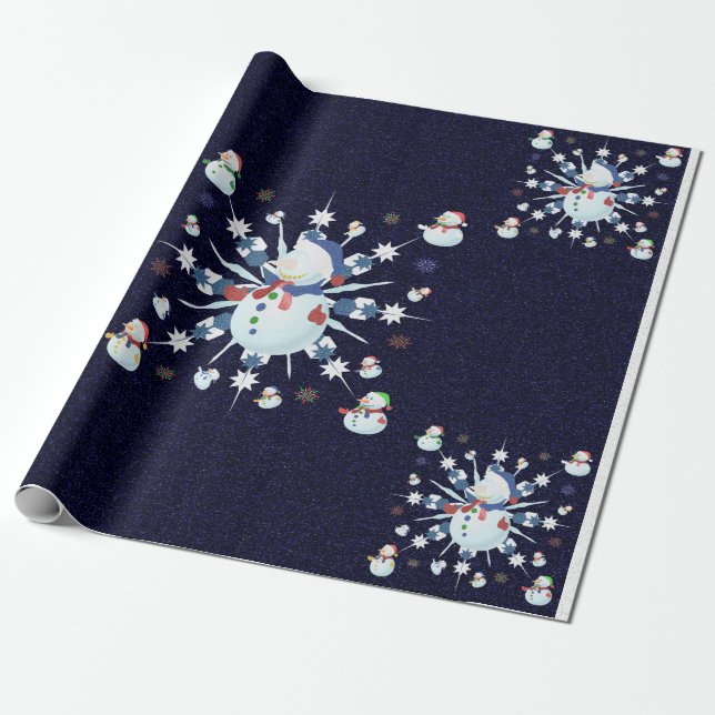Papel De Regalo Los Purpurinas Navidades Snowman - (Desenrollado)