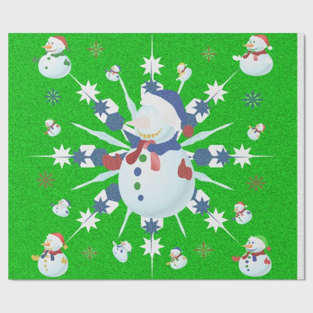 Papel De Regalo Los Purpurinas Navidades Snowman - (Superficie plana)
