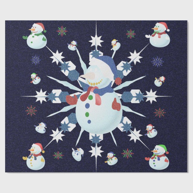 Papel De Regalo Los Purpurinas Navidades Snowman - (Superficie plana)