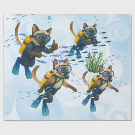Papel De Regalo Los Scuba Cats se sumergen bajo el agua