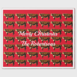 Papel De Regalo Los toros de Hereford vintage en rojo