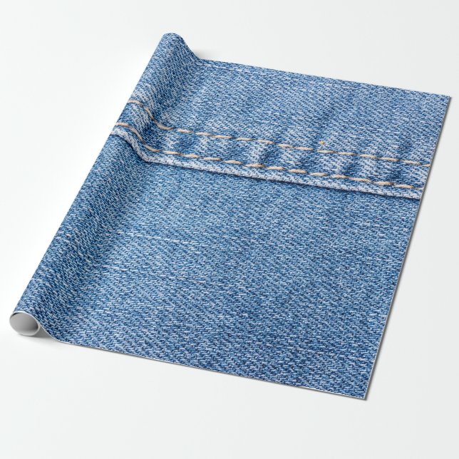 Papel De Regalo Los vaqueros azules cosieron textura de cierre.  (Desenrollado)