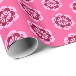 Papel De Regalo Lotus Flower Mandala, rosa Fuchsia y Borgoña