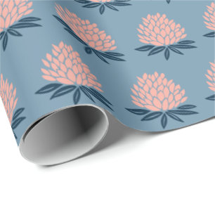 Papel De Regalo Lotus FLowers Blue Pink Holiday Gift