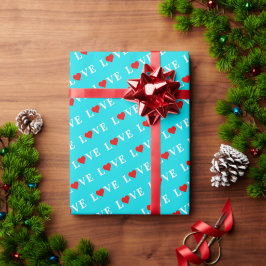 Papel De Regalo LOVE Aqua Blue