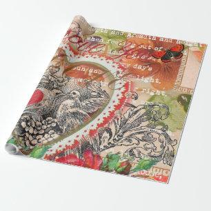Papel De Regalo Love Birds Heart Red Art Collage