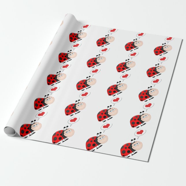 Papel De Regalo Love Bug Ladybug (Desenrollado)