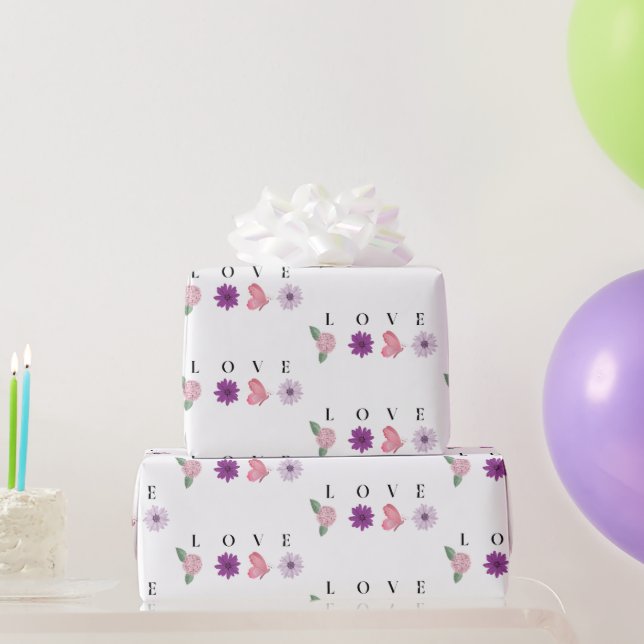 Papel De Regalo LOVE Butterfly, Romantic Pink (Regalos de fiesta)