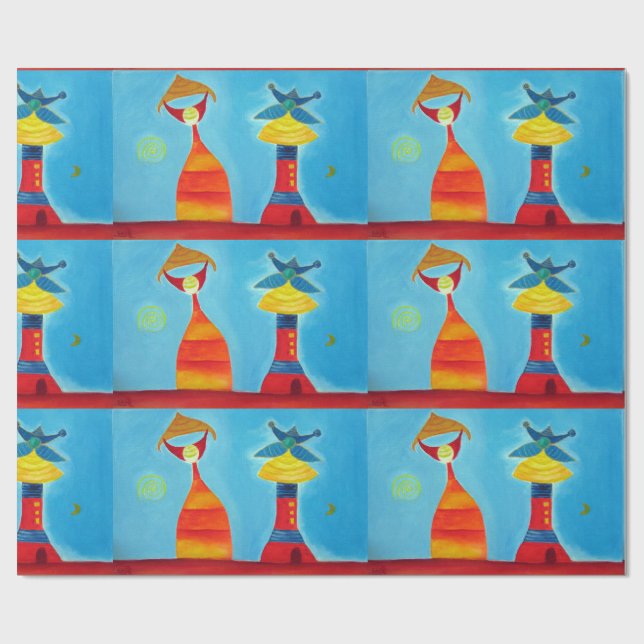 Papel De Regalo Love Frindship Family Fiesta Matte Wrapping Paper (Superficie plana)