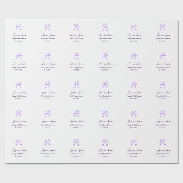 Papel De Regalo Love in Snow bridal shower purple snowflakes paste (Superficie plana)