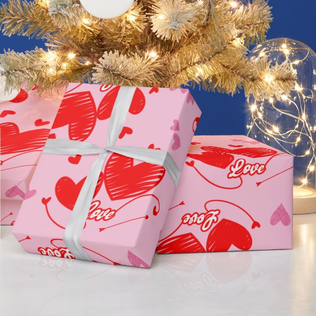 Papel De Regalo Love Word with Hearts Design (Vacaciones)