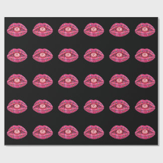 Papel De Regalo Love Ye Scottish Tartan Kiss Lips Scotland pink