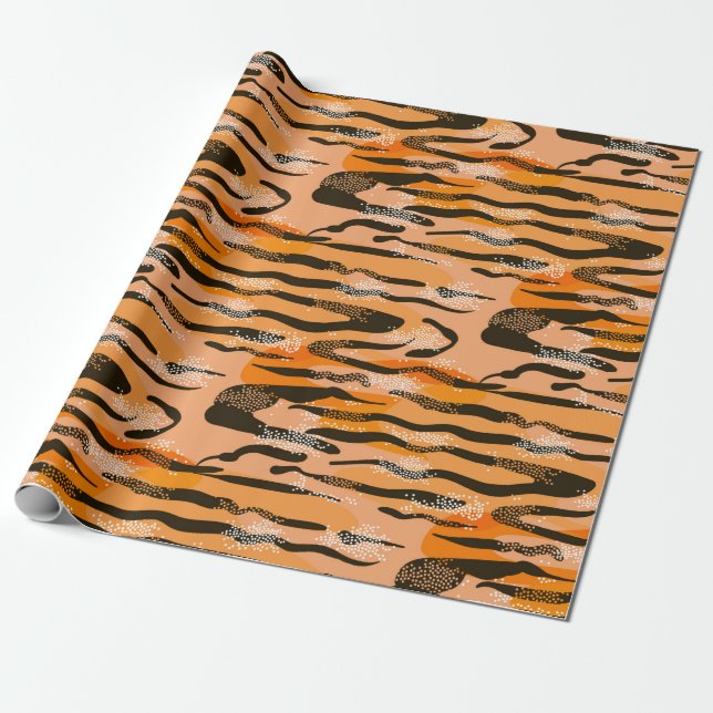 Papel De Regalo Lovely seamless tiger pattern,peach colour (Desenrollado)