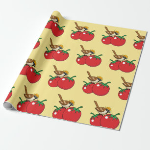 Papel De Regalo Lover Sparrow Orgánico come tomate rojo