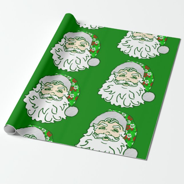 Papel De Regalo luau navidades hawaiian santa claus (Desenrollado)