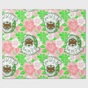 Papel De Regalo luau rosa navidad hawaiano negro santa hibisco