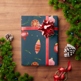 Papel De Regalo Luces alegres de oro negro Navidades felices