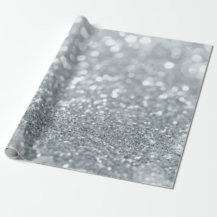 Papel De Regalo Luces Bokeh de Destellos Plateados Glamour Chic