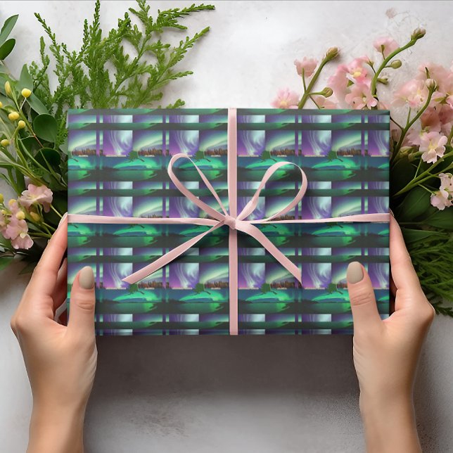 Papel De Regalo Luces boreales del Collage de Alaska (Northern Lights of Alaska Collage Wrapping Paper)
