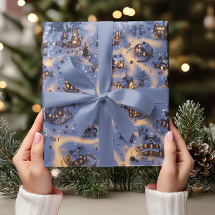 Papel De Regalo Luces Cálidas en Pueblo Nevado