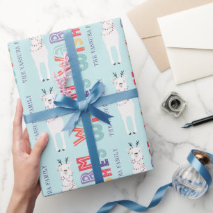 Papel De Regalo Luces de Cadena de Llama de Navidad Moderna Nombre