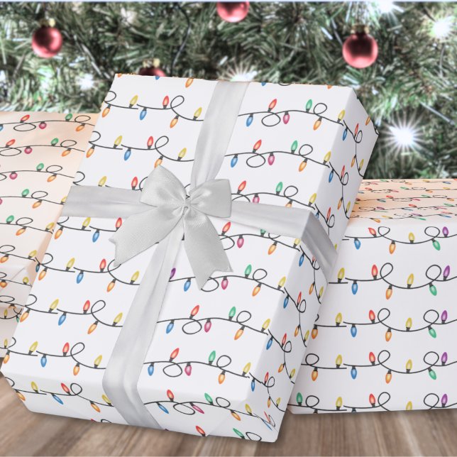Papel De Regalo Luces de cadena de Navidades festivos (Festive Holiday Christmas String Lights Wrapping Paper )