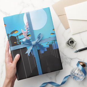 Papel De Regalo Luces De Calle Y Luna