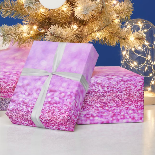 Papel De Regalo Luces de lavanda rosada purpurina chispas (Vacaciones)
