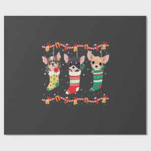 Papel De Regalo Luces de Navidad de Chihuahua Funny Xmas Amante de