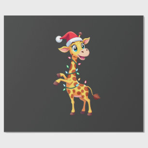 Papel De Regalo Luces de Navidad de Jirafa Jirafa Divertida de San