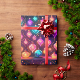 Papel De Regalo Luces de Navidad Multicolor con Patrón