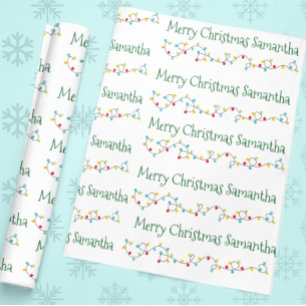 Papel De Regalo Luces de Navidad Personalizadas Nombre Personaliza