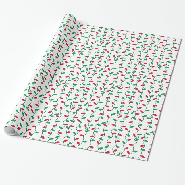 Papel De Regalo Luces de Navidades rojos y verdes (Desenrollado)