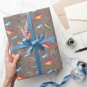 Papel De Regalo Luces de pesca en gris-marrón